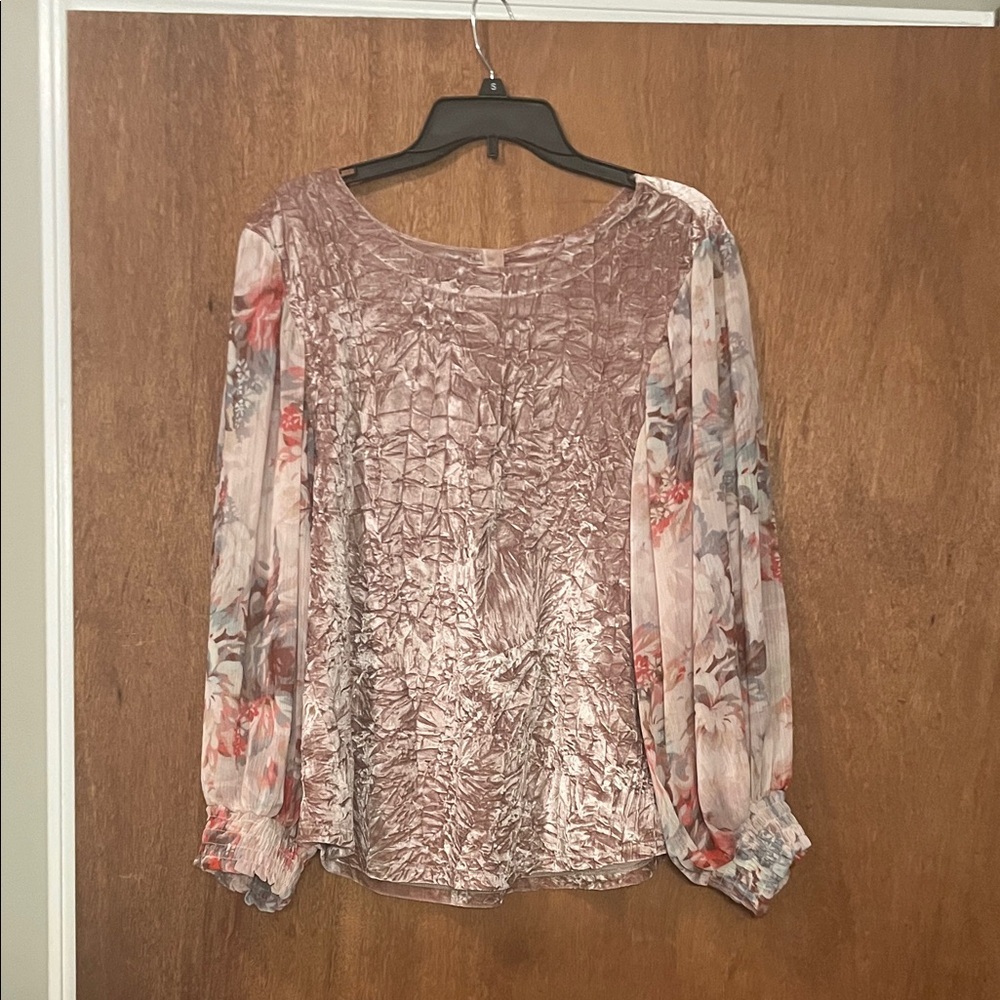 Anthology Meadow Rue Blush Floral Blouse
